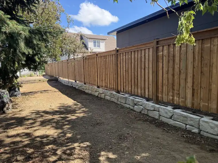Completed wood privacy fence